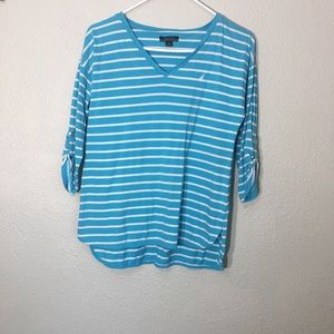 Nautica Blue & White Stripe Top Medium